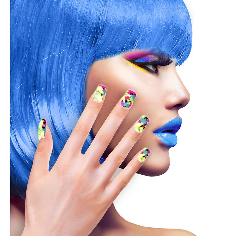 Neon Paint Splash Negle | 60'erne Hippie Negle / Neglelak - Makeup & Negle - Temashop
