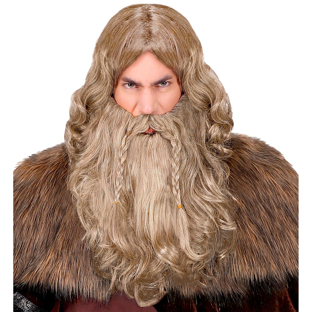 Vikingeparyk Med Skæg | Vikings Paryk - Hovedtilbehør - Temashop