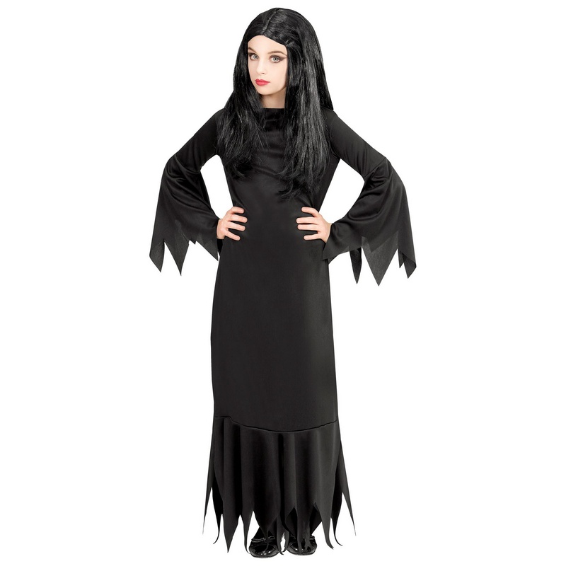 Mortisia Kjole Børnekostume - TV-serier / Film kostume til børn i størrelserne 104-170 | Familien Addams udklædning til børn - Temashop