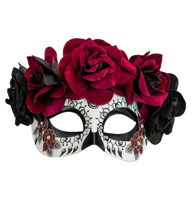 Dia de los Muertos Øjenmaske Vinrød