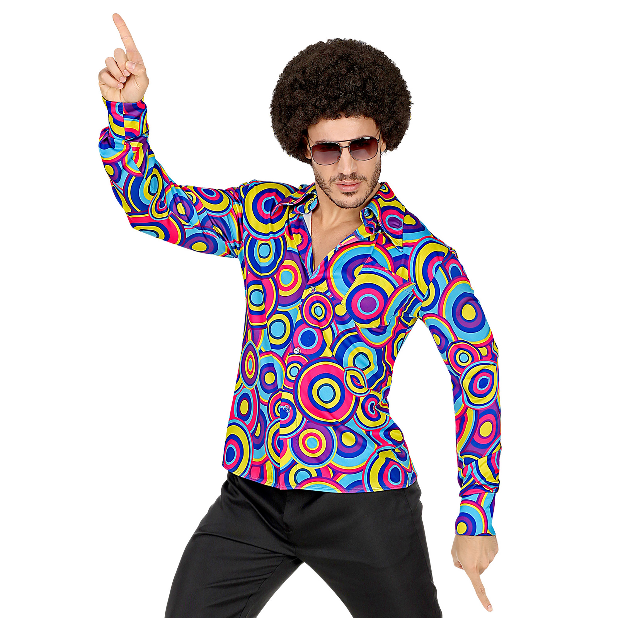 70'er Herreskjorte - Årtier kostume til voksne i størrelserne S-3XL | 70'erne Disco kostume til mænd - Temashop