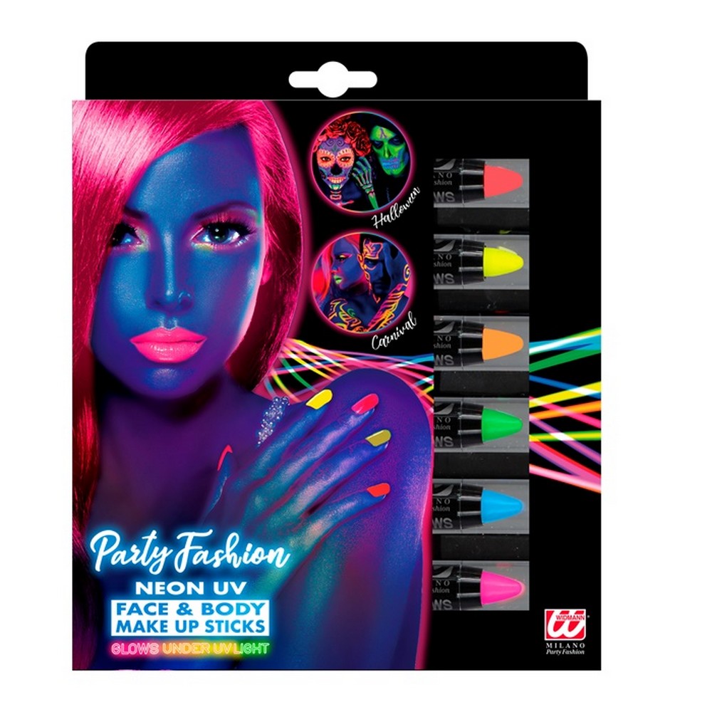 Neon UV Makeupblyanter 6-pak (21 ml) | UV / Neon Sminke / Makeup - Makeup / Negle - Temashop