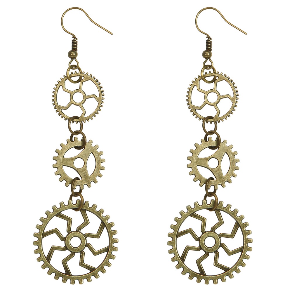 Steampunk Tandhjul Øreringe Kobber | Steampunk Øreringe - Smykker - Temashop