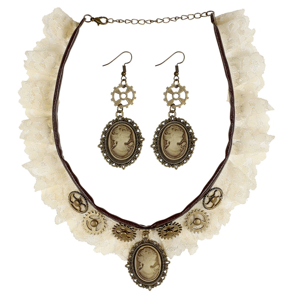 Steampunk Choker & Øreringe | Steampunk Smykkesæt - Smykker - Temashop