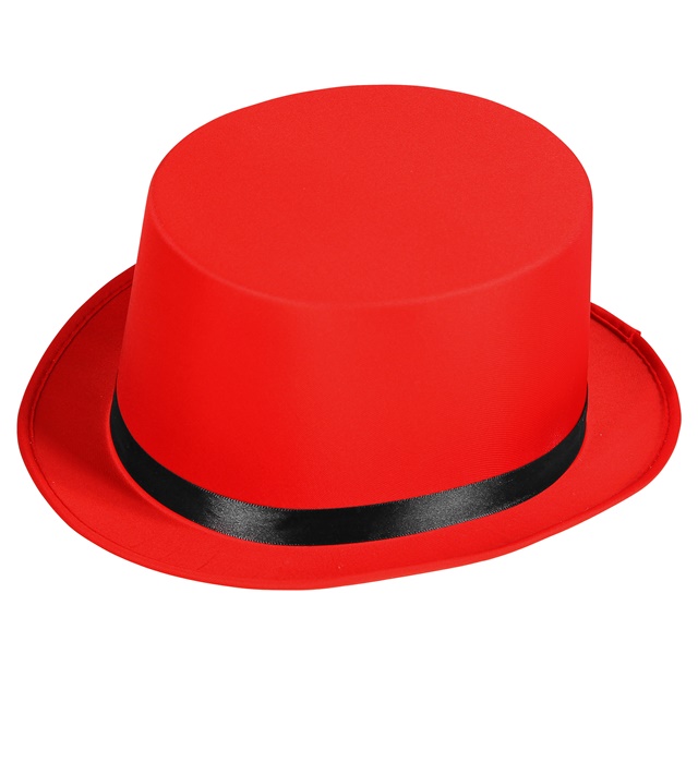 Cirkus Direktør Tophat Rød (58 cm) | Cirkus Hat / Hue / Hjelm - Hovedtilbehør - Temashop
