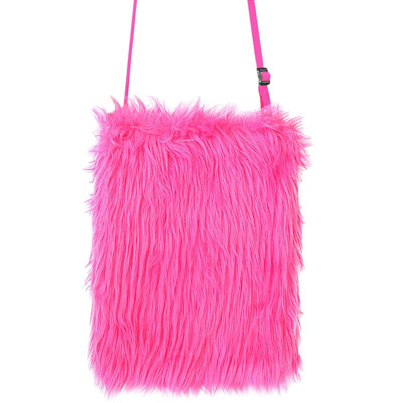 Plysset Taske Neonpink | 80'erne Totally Taske / Pung - Kropstilbehør - Temashop