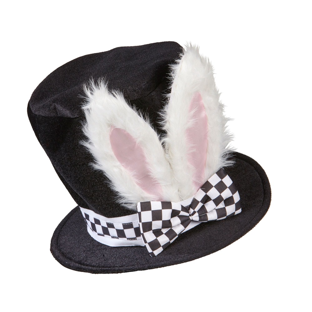 Sort Tophat Med Kaninører (24 cm) | Kanin Hat / Hue / Hjelm - Hovedtilbehør - Temashop