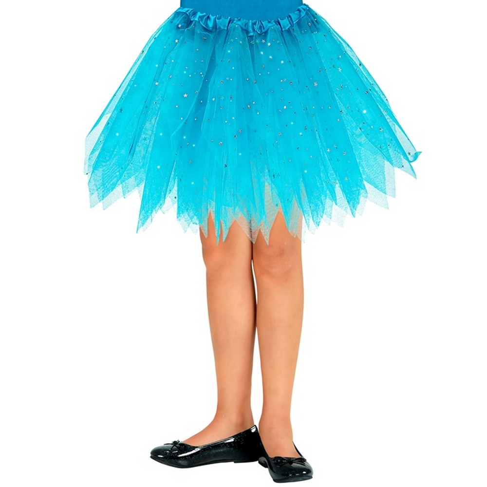 Glitrende Tutu Børne Tylskørt Turkis (30 cm) | Ballerina Bukser / Skørt / Shorts - Beklædning - Temashop