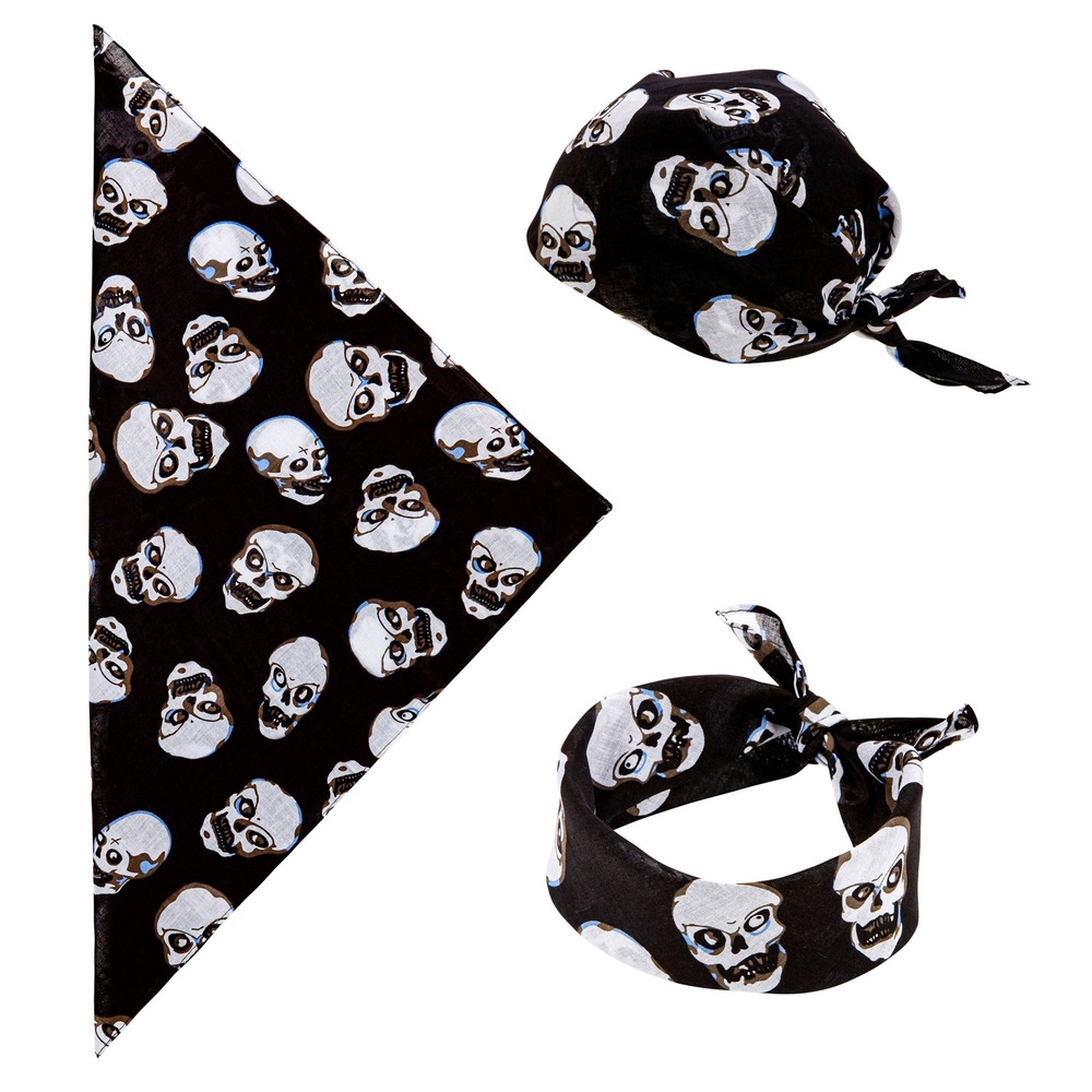 Bandana Med Kranier Sort (55 x 55 cm) | Skelet Tørklæde - Beklædning - Temashop