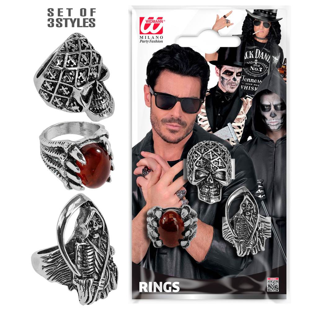 Halloween Ringe Sølv | Skelet Ringe - Smykker - Temashop