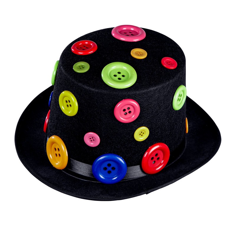 Klovneknapper Tophat | Klovn Hat / Hue / Hjelm - Hovedtilbehør - Temashop