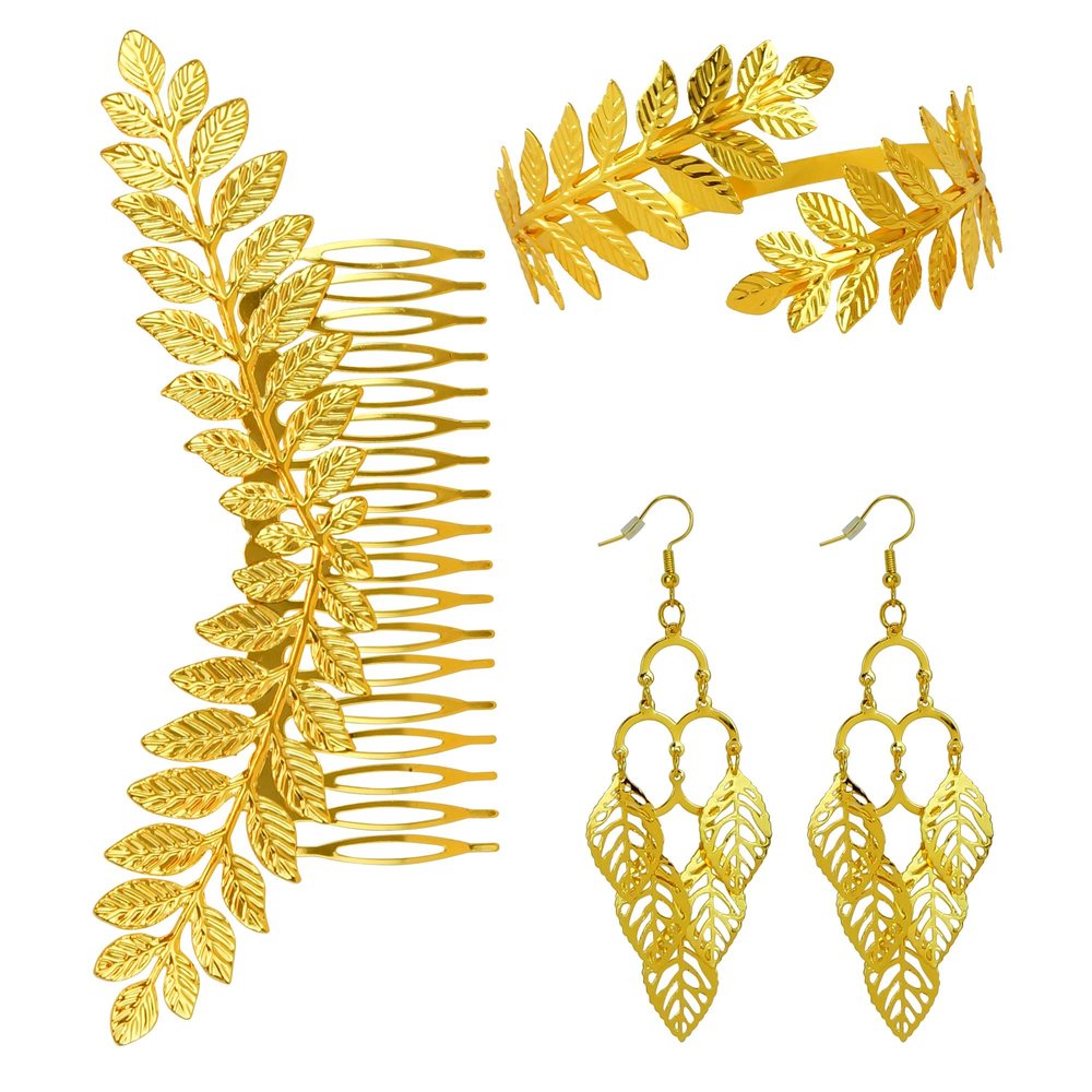Laurbær Smykkesæt Guld | Ancient Greece Smykkesæt - Smykker - Temashop