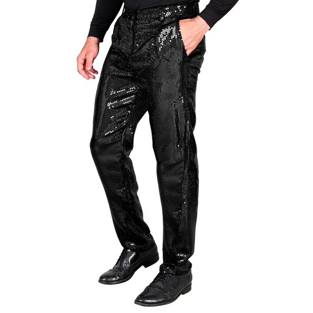 Disco Pailletbukser Sort | 70'erne Disco Bukser / Skørt / Shorts - Beklædning - Temashop