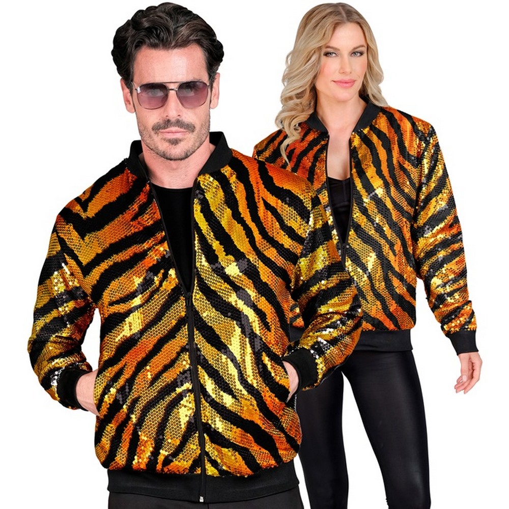 Tiger Paillet Bomberjakke - Dyr kostume til voksne i størrelserne S-XL | Tiger - Temashop