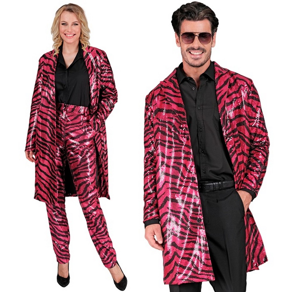 Zebra Pailletfrakke Pink - Dyr kostume til voksne i størrelserne S-XL | Zebra - Temashop