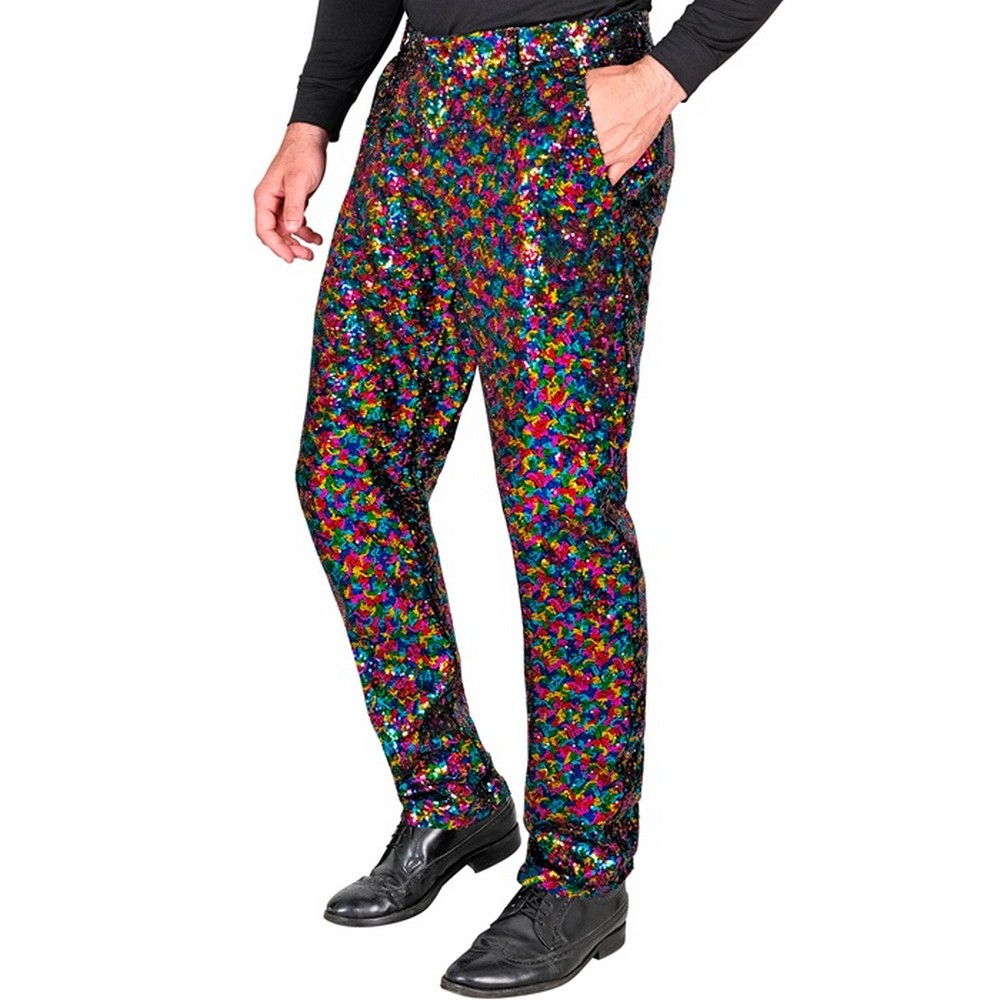 Disco Pailletbukser Multi | 70'erne Disco Bukser / Skørt / Shorts - Beklædning - Temashop