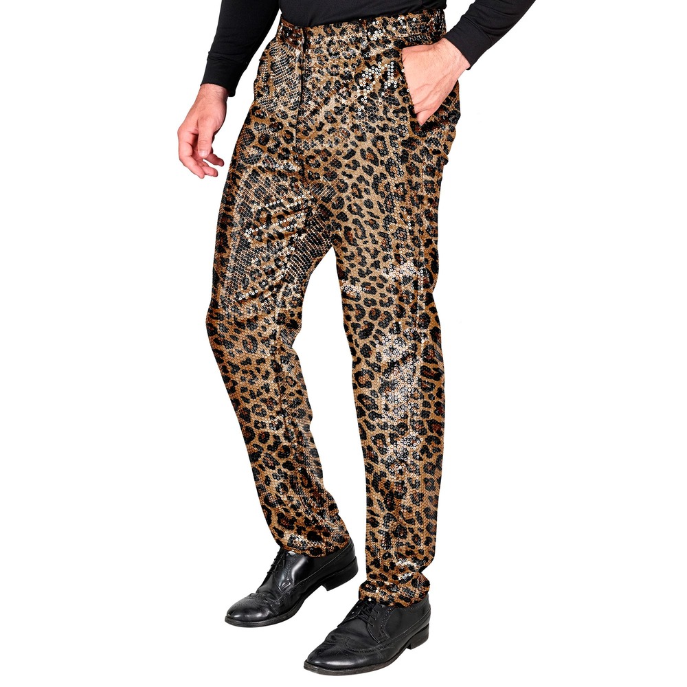 Leopard Pailletbukser Guld | Leopard kostume til mænd - Temashop