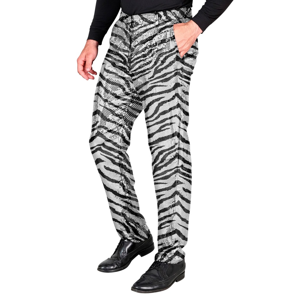Zebra Pailletbukser Sølv | Zebra Bukser / Skørt / Shorts - Beklædning - Temashop