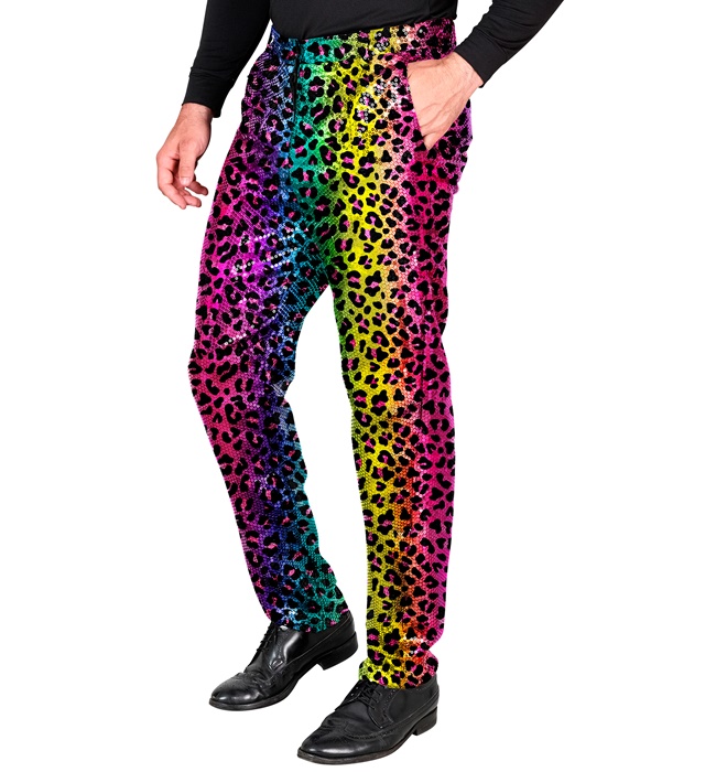 Paillet Leopard Bukser Regnbue | 80'erne Totally Bukser / Skørt / Shorts - Beklædning - Temashop