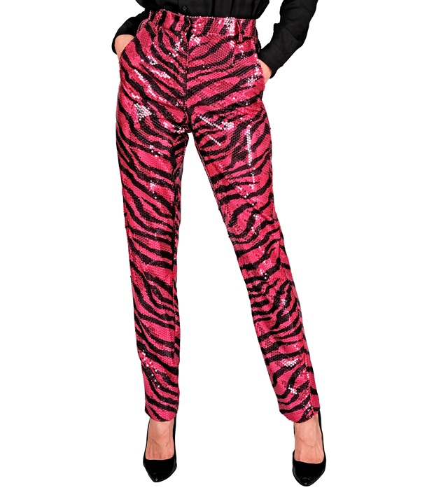 Zebrastribede Pailletbukser Pink | 80'erne Totally Bukser / Skørt / Shorts - Beklædning - Temashop