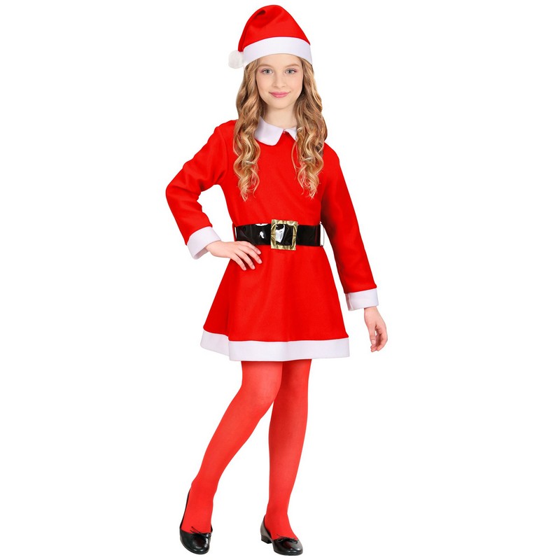 Fru Julemand Børnekostume - Jul kostume til børn i størrelserne 104-140 | Fru Santa Claus udklædning til børn - Temashop
