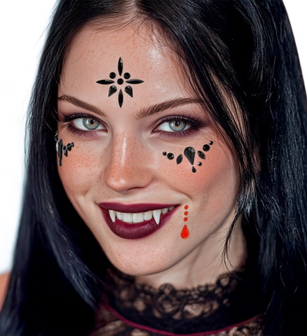 Vampyr Ansigtssmykker Sort | Vampyr Sminke / Makeup - Makeup & Negle - Temashop