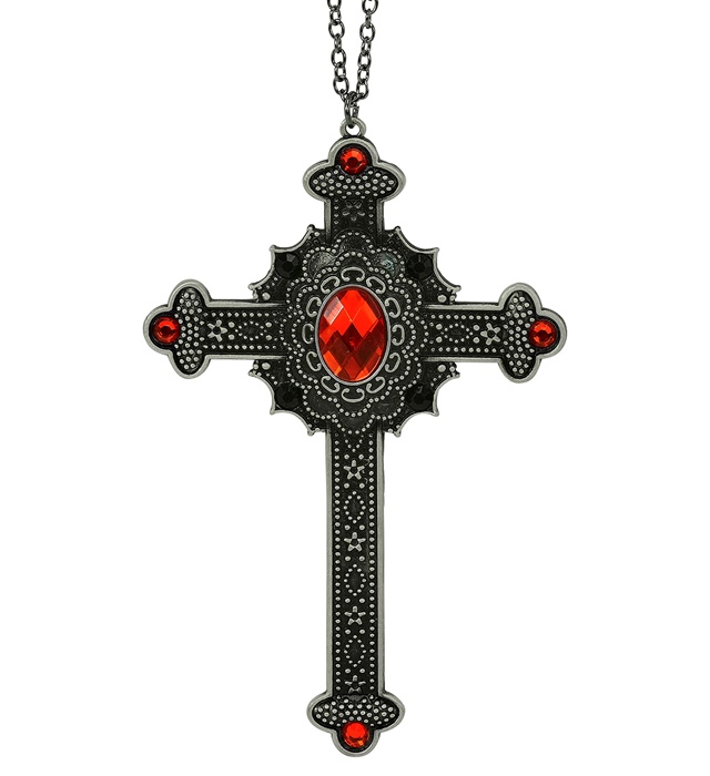 Gotisk Kors Halskæde Rød | Vampyr Halskæder - Smykker - Temashop