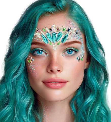 Havfrue Ansigtssmykker Turkis | Havfrue Sminke / Makeup - Makeup & Negle - Temashop