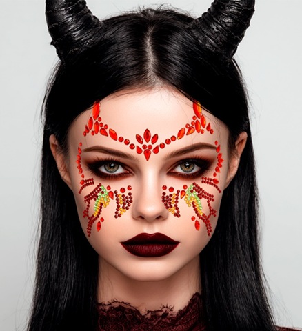 Djævel Ansigtssmykker Rød | Djævel Sminke / Makeup - Makeup & Negle - Temashop