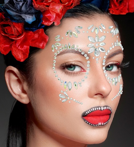 Dia de los Muertos Ansigtskrystaller Diamant | Day of the Dead Sminke / Makeup - Makeup & Negle - Temashop