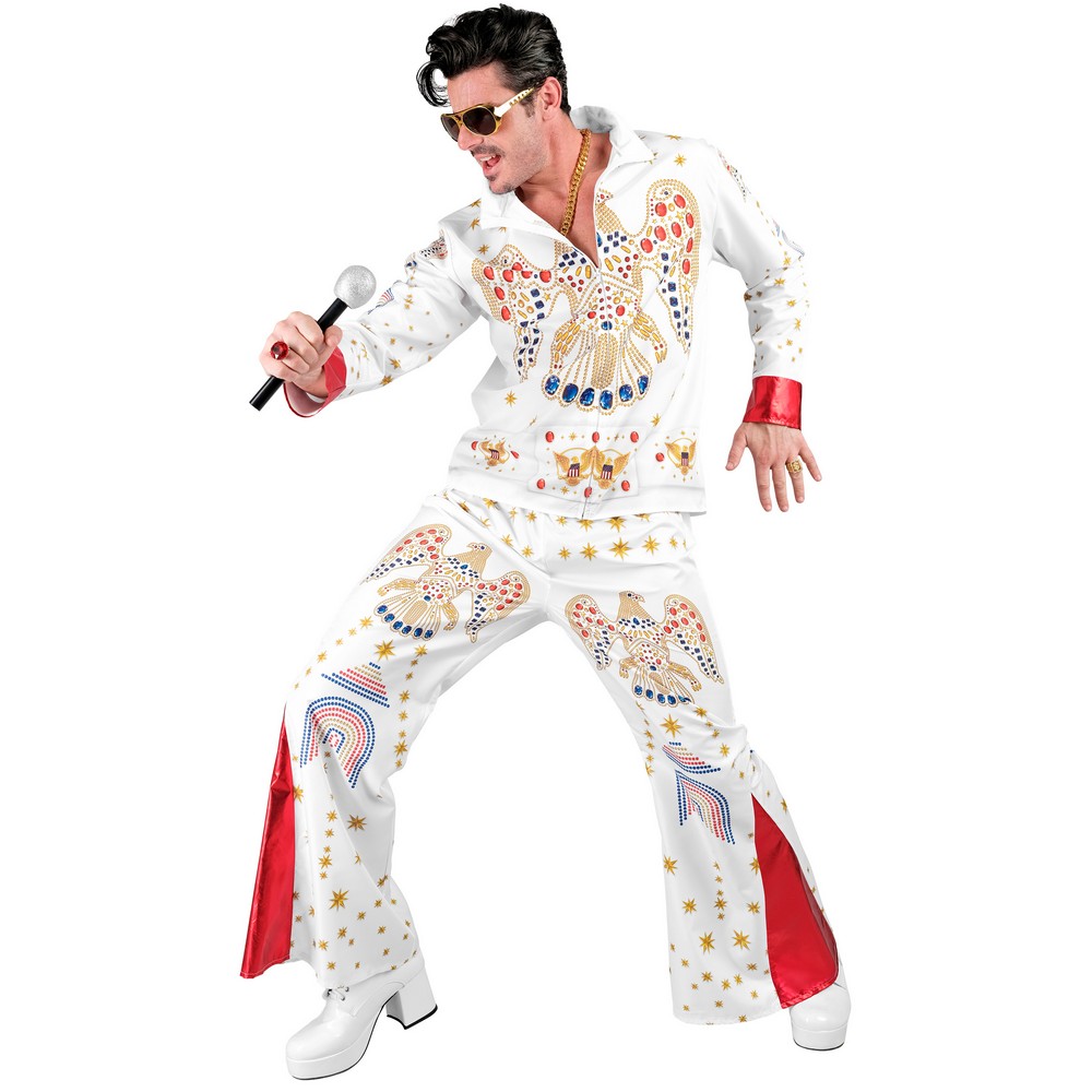 Rock'n'Roll Konge Kostume Hvid - TV-serier / Film kostume til voksne i størrelserne S-XL | Elvis kostume til kvinder - Temashop