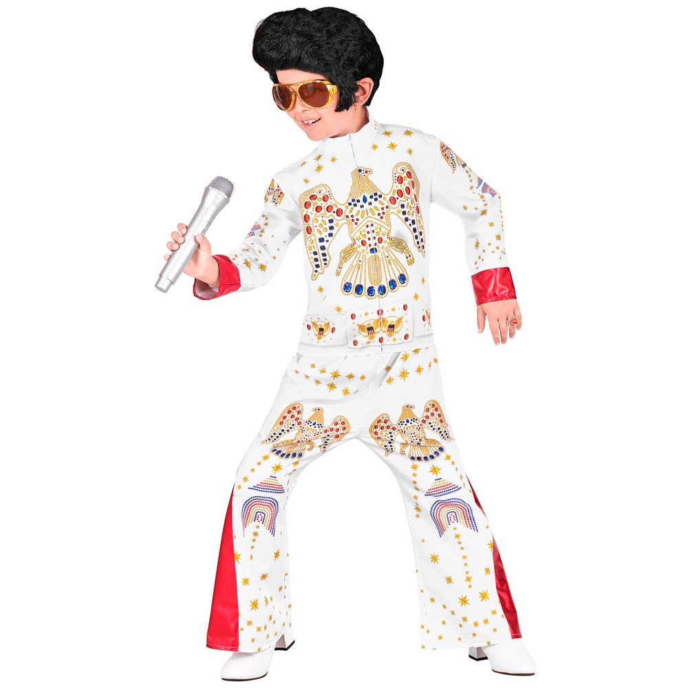 Rock'n'Roll Konge Børnekostume Hvid - TV-serier / Film kostume til børn i størrelserne 104-170 | Elvis udklædning til børn - Temashop