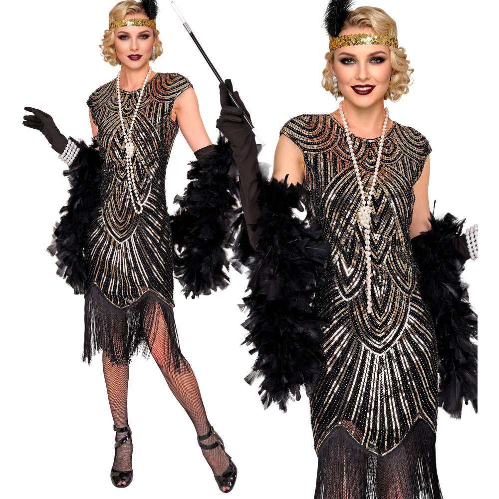 Gatsby Flapper Kjole Guld | 20'erne Gangster kostume til kvinder - Temashop