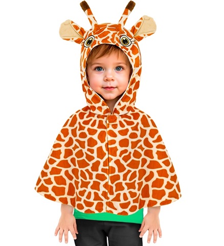 Giraf Plys Poncho Børnekostume | Giraf udklædning til børn - Temashop