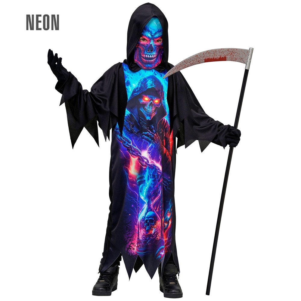 Neon Grim Reaper Børnekostume | Manden med leen udklædning til børn - Temashop