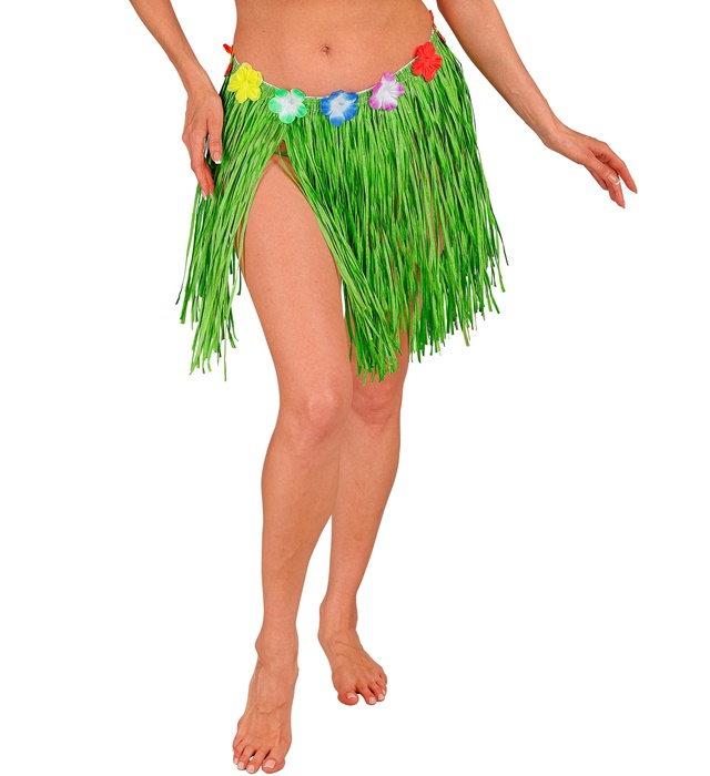Hula Stråskørt Grøn (40 cm) | Hawaii Bukser / Skørt / Shorts - Beklædning - Temashop