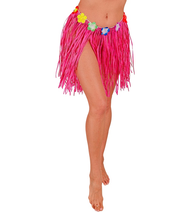 Hula Stråskørt Pink (40 cm) | Hawaii Bukser / Skørt / Shorts - Beklædning - Temashop