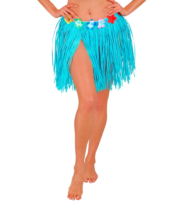 Hula Stråskørt Turkis (40 cm) | Hawaii Bukser / Skørt / Shorts - Beklædning - Temashop