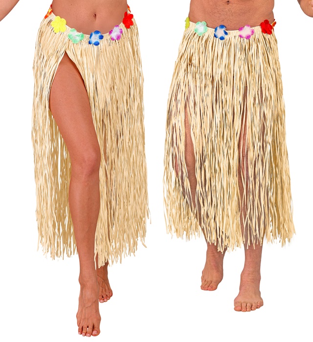 Hula Langt Stråskørt Beige (80 cm) | Hawaii Bukser / Skørt / Shorts - Beklædning - Temashop