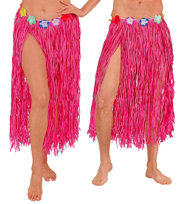 Hula Langt Stråskørt Pink (80 cm) | Hawaii Bukser / Skørt / Shorts - Beklædning - Temashop