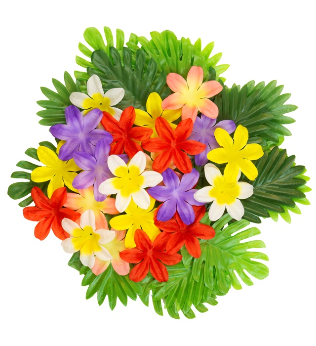 Hawaiiblade & Blomster Bordpynt - 90 dele | Hawaii Guirlander - Temashop