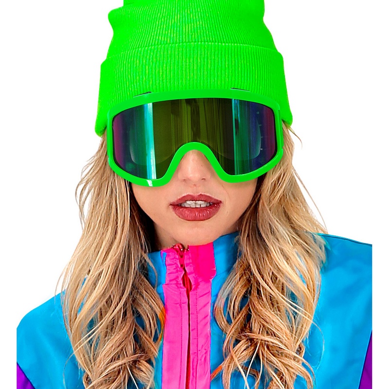 80'er Retro Skibriller Neongrøn