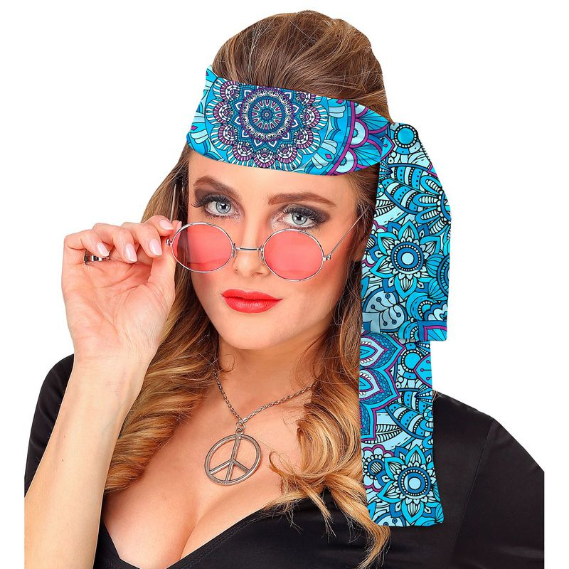 60'er Blå Mandala Pandebånd | 60'erne Hippie Hårbøjle / Pandebånd / Hårbånd - Hovedtilbehør - Temashop