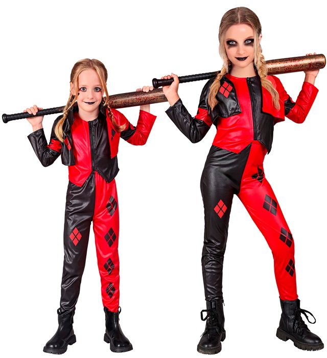 Harlekin Børnekostume Rød/Sort - Historisk kostume til børn i størrelserne 104-158 | Harlequin udklædning til børn - Temashop