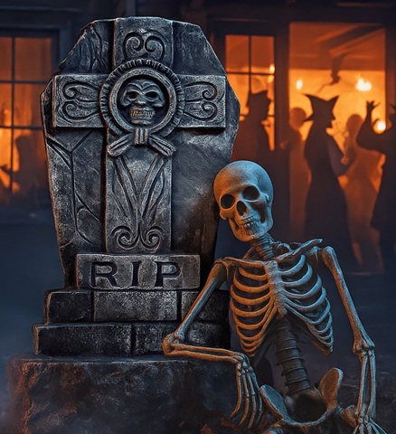 Gotisk RIP Gravsten Sort