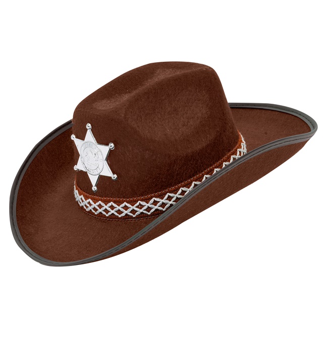 Sherif Cowboy Børnehat Brun | Det vilde vesten Hat / Hue / Hjelm - Hovedtilbehør - Temashop