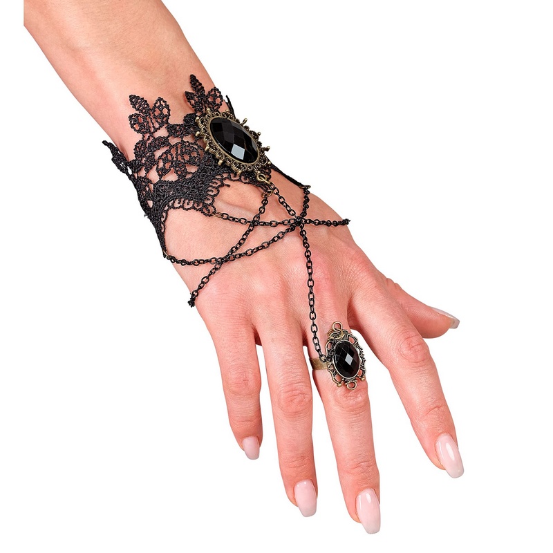 Edderkop Håndsmykke & Ring | Gotisk Smykkesæt - Smykker - Temashop