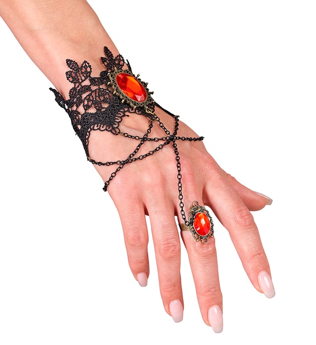 Vampyr Blondearmbånd Med Ring Rød | Vampyr Armbånd - Beklædning - Temashop