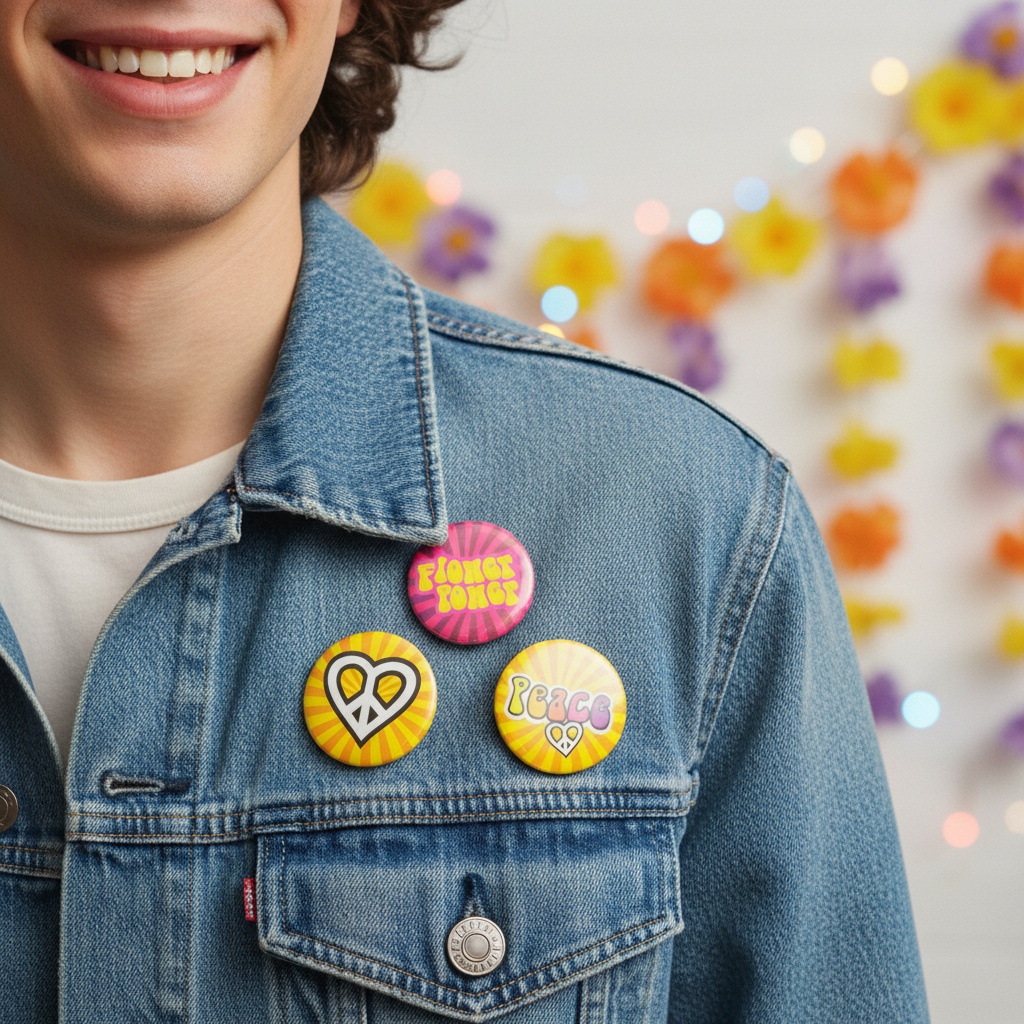 60'er Hippie Badges | 60'erne Hippie Badges / Brocher - Smykker - Temashop