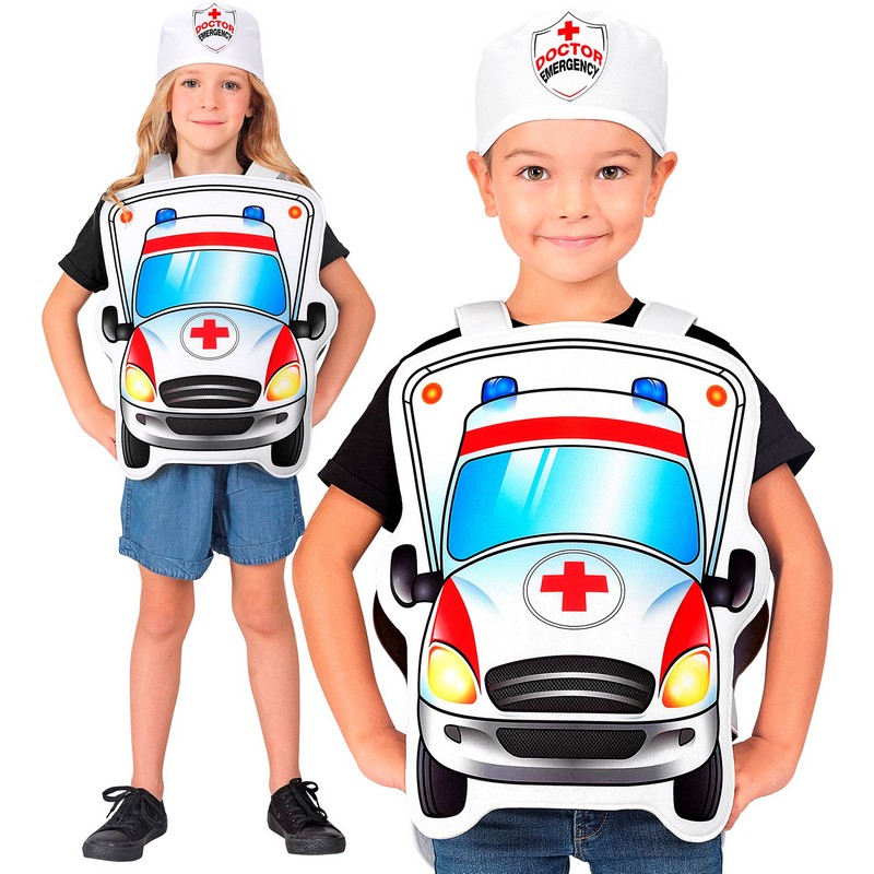 Ambulance Bib Børnekostume - Professioner kostume til børn | Læge udklædning til børn - Temashop